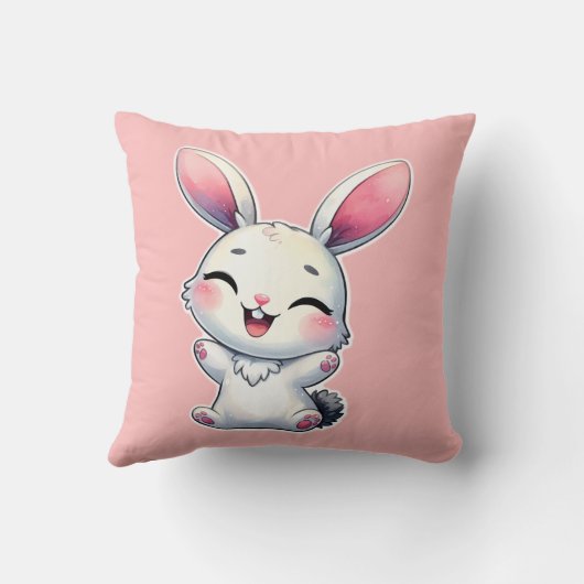 Happy Watercolor Bunny Kissen (Rückseite)