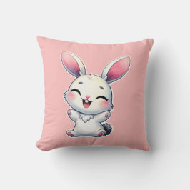 Happy Watercolor Bunny Kissen