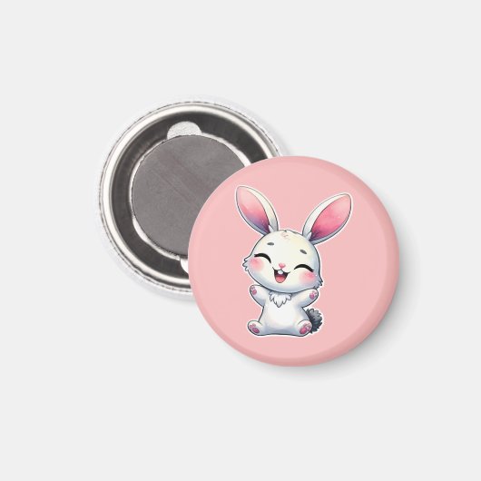 Happy Watercolor Bunny Magnet (Vorderseite/Rückseite)