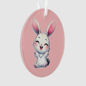 Happy Watercolor Bunny Ornament (Vorderseite)