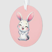 Happy Watercolor Bunny Ornament (Vorderseite)