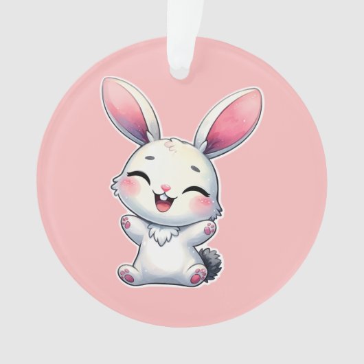 Happy Watercolor Bunny Ornament (Vorderseite)