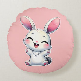 Happy Watercolor Bunny Rundes Kissen