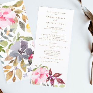 Happy Watercolor Florals Hochzeitsfeier Programm