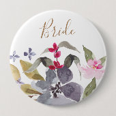 Happy Watercolor Florals Wedding Bride Button (Vorderseite)