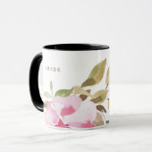 Happy Watercolor Florals Wedding Bride Tasse (Vorderseite Links)