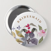 Happy Watercolor Florals Wedding Bridesmaid Button (Vorne & Hinten)