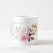 Happy Watercolor Florals Wedding Bridesmaid Kaffeetasse (Vorderseite Links)