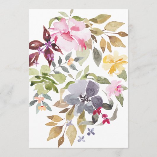 Happy Watercolor Florals Wedding Menükarte (Rückseite)