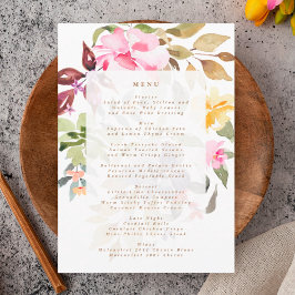Happy Watercolor Florals Wedding Menükarte