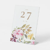 Happy Watercolor Florals Wedding Table Sockelschild (Vorderseite)