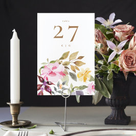 Happy Watercolor Florals Wedding Tischnummer