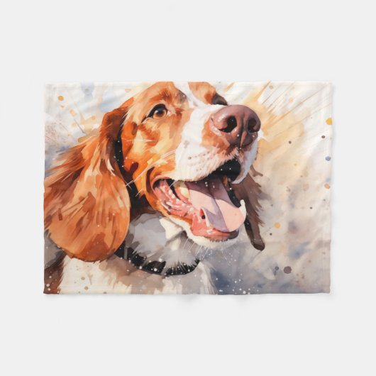 Happy Watercolor Hunde Kunst drucken Fleecedecke (Vorderseite (Horizontal))