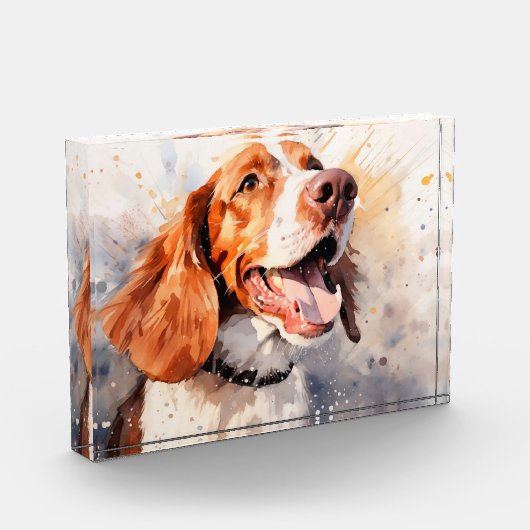Happy Watercolor Hunde Kunst drucken Fotoblock (Links)