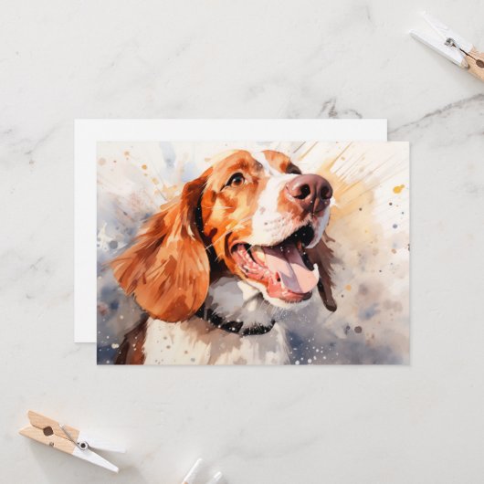 Happy Watercolor Hunde Kunst drucken Karte (Vorderseite/Rückseite Beispiel)