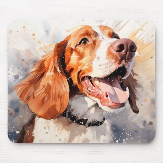 Happy Watercolor Hunde Kunst drucken Mousepad (Vorne)