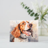 Happy Watercolor Hunde Kunst drucken Postkarte (Stehend Vorderseite)