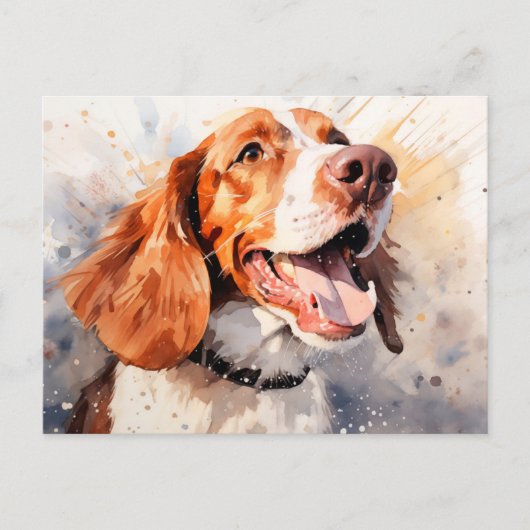 Happy Watercolor Hunde Kunst drucken Postkarte (Vorderseite)