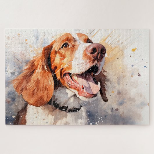 Happy Watercolor Hunde Kunst drucken Puzzle (Horizontal)