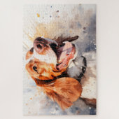 Happy Watercolor Hunde Kunst drucken Puzzle (Vertikal)