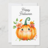 Happy Watercolor Pumpkin in Blume zu Halloween (Vorderseite)