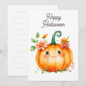 Happy Watercolor Pumpkin in Blume zu Halloween (Vorne/Hinten)