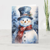 Happy Watercolor Snowman Familie Weihnachten Winte Karte (Vorderseite)