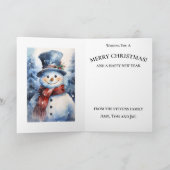 Happy Watercolor Snowman Familie Weihnachten Winte Karte (Innenseite)