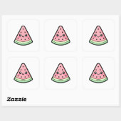 Happy Watermelon – Cute Kawaii Illustration Quadratischer Aufkleber (Blatt)