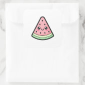 Happy Watermelon – Cute Kawaii Illustration Quadratischer Aufkleber (Tasche)