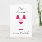 Happy Wedding Anniversary Butterfells Weinglas Karte (Vorderseite)