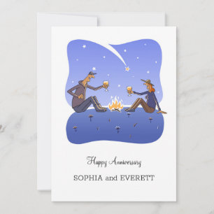 Happy Wedding Anniversary Campfire Couple Card