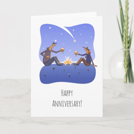 Happy Wedding Anniversary Campfire Couple Card Karte (Vorderseite)
