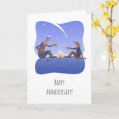 Happy Wedding Anniversary Campfire Couple Card Karte (Gelbe Blume)