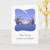 Happy Wedding Anniversary Campfire Couple Card Karte (Gelbe Blume)