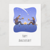 Happy Wedding Anniversary Campfire Couple Postcard Postkarte (Vorderseite)