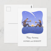 Happy Wedding Anniversary Campfire Couple Postcard Postkarte (Vorne/Hinten)