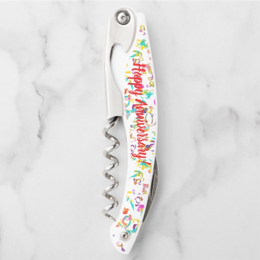 Happy Wedding Anniversary Confetti Toss Kellnermesser (Vorderseite)