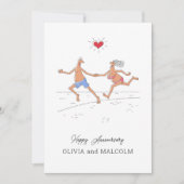 Happy Wedding Anniversary Couple Beach Heart Card (Vorderseite)