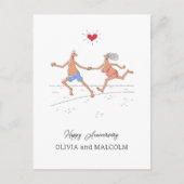 Happy Wedding Anniversary Couple Beach Heart Postkarte (Vorderseite)