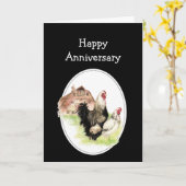 Happy Wedding Anniversary Farm, Country Chicken Karte (Gelbe Blume)