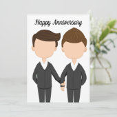 Happy Wedding Anniversary Gay Men Couple Karte (Stehend Vorderseite)