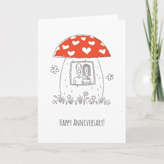 Happy Wedding Anniversary Heart Couple Mushroom Karte (Vorderseite)