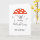 Happy Wedding Anniversary Heart Couple Mushroom Karte (Gelbe Blume)