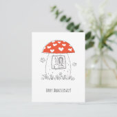 Happy Wedding Anniversary Heart Couple Mushroom Postkarte (Stehend Vorderseite)