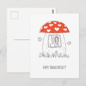 Happy Wedding Anniversary Heart Couple Mushroom Postkarte (Vorne/Hinten)