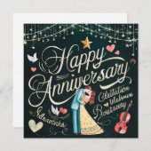 Happy Wedding Anniversary Karten Elegant (Vorne/Hinten)