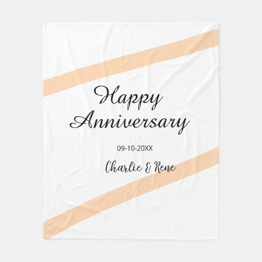 Happy wedding anniversary orange pastel lines name fleecedecke (Vorderseite)