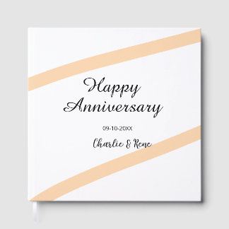 Happy wedding anniversary orange pastel lines name gästebuch