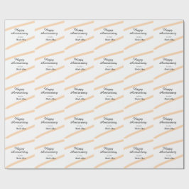 Happy wedding anniversary orange pastel lines name geschenkpapier
